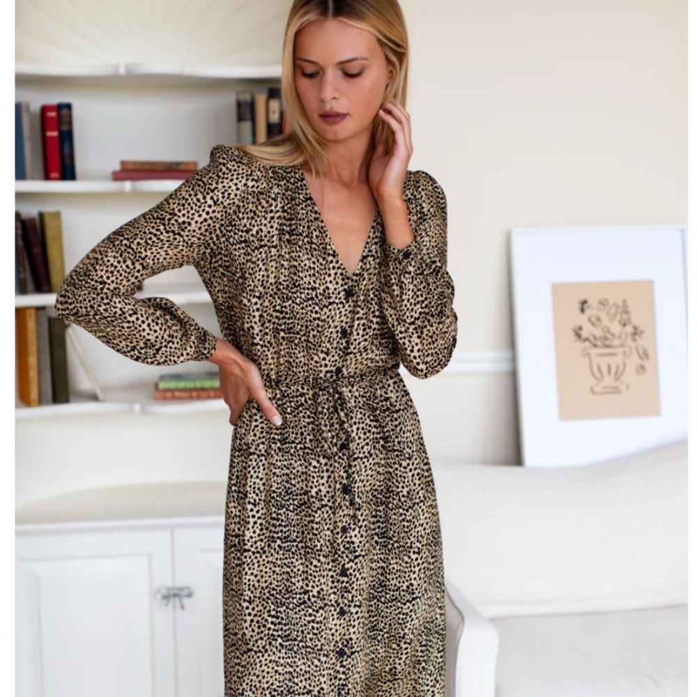 Emerson Fry Tan Leopard Long Sleeve Dress